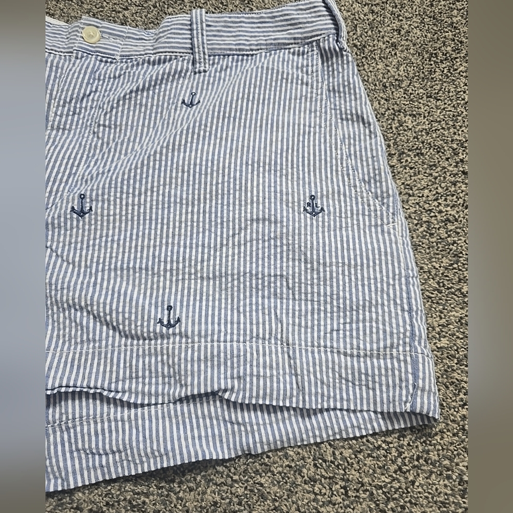 POLO by Ralph Lauren Seersucker Shorts With Embroidered RL Anchors, Size 12 - Picture 2 of 8